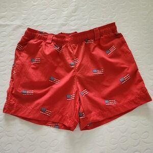 Columbia PFG Red Swim Trunks M Patriotic USA Flag Fishing Shorts July 4 American